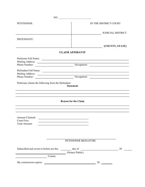 Small Claims Affidavit And Claim Form Indiana Universal Network