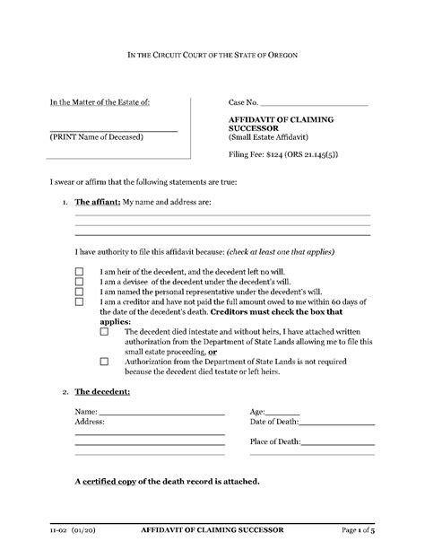 Small Estate Affidavit Oregon: Fill & Download for Free - CocoDoc