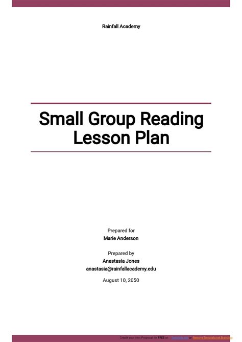 Small Group Reading Lesson Plan Template Google Docs Word Apple