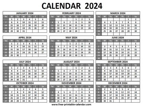 Small Printable Calendar 2024