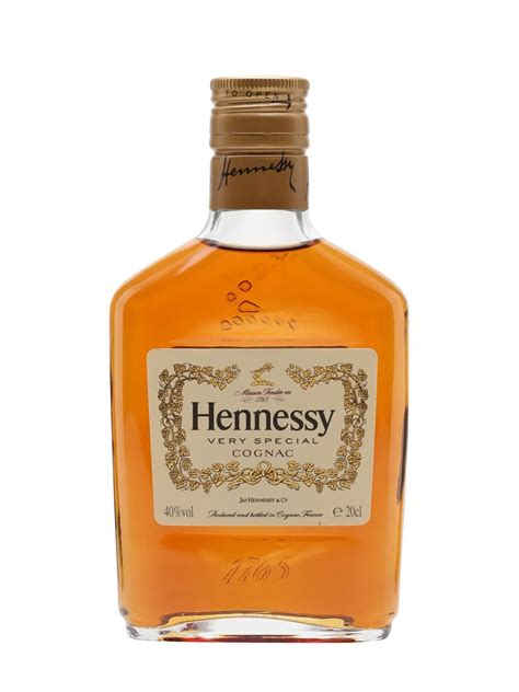 Small bottle of hennessy. In 1865, Maurice Hennessy, the great-grandson of founder Richard Hennessy, created a star classification system to distinguish quality in Cognac. Hennessy's 3-star Cognac went on to become Hennessy V.S (which stands for "Very Special", the most popular Cognac in the world. Modern day equivalent of the original Hennessy Three-Star created in 1865. 