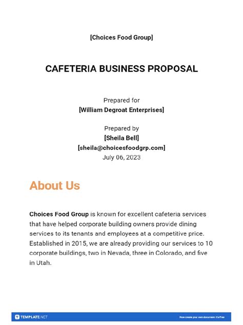 Small canteen business plan sample.  The Cafeteria Project Proposal Template offers We wo...