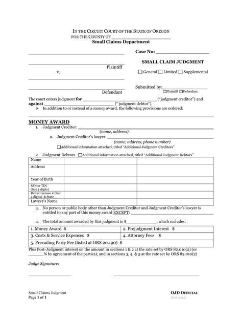 Small claim general judgment form.  Attach Completed Small Claim General Judgment Form...