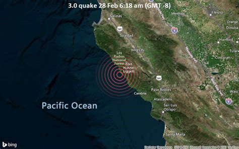 Small magnitude 3.1 quake hits 21 miles northwest of San Simeon ...