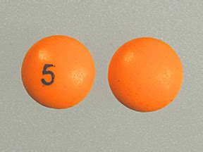Small orange pill with a 5 on it. Enter the imprint code that appears on the pill. Example: L484 Select the the pill color (optional). Select the shape (optional). Alternatively, search by drug name or NDC code using the fields above.; Tip: Search for the imprint first, then refine by color and/or shape if you have too many results. 