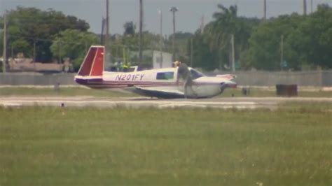Small plane pilot OK after landing gear malfunction at North Perry Airport