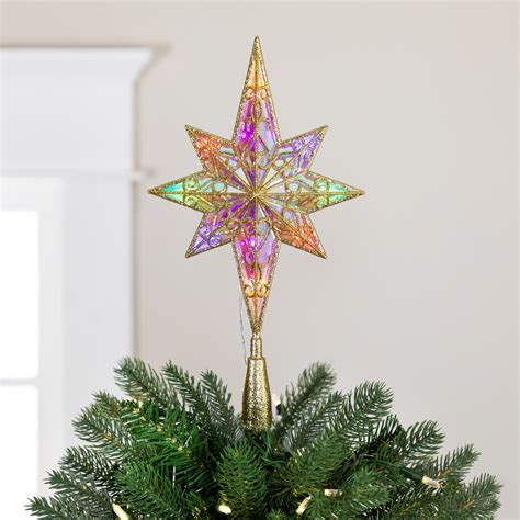 Small star of bethlehem tree topper.  Lighted options with LED, glitter, and froste...