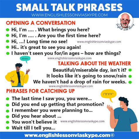 Small talk examples. 5. Make a game out of making small talk. Trick your mind into making it seem easier and more fun by playing a game with yourself. Commit to at least an hour. Plan to meet at least five people ... 