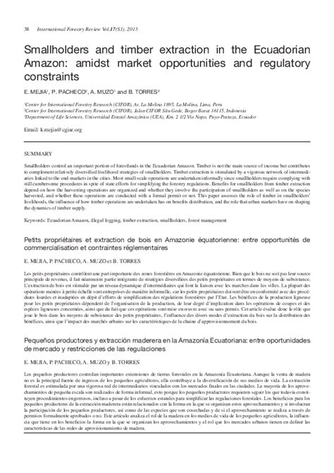 Smallholders and timber extraction in the Ecuadorian Amazon: …