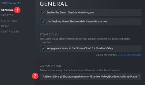 SMAPI in Vortex Steam Launch . I saw a lot of people having problems launching Stardew Valley with mods through Steam. Idk if this works for everybody, but this is how I got it to work. -> Steam, Stardew Valley, Properties (General Tab), Launch Options "D:\Programme\Steam\steamapps\common\Stardew Valley\StardewModdingAPI.exe" %command% .... 