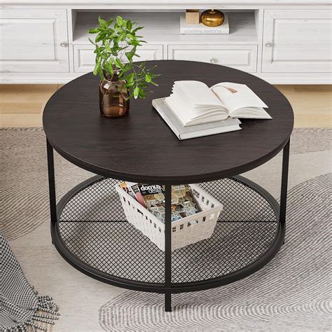 Smart FENDEE Modern Round Wooden Coffee Table with …