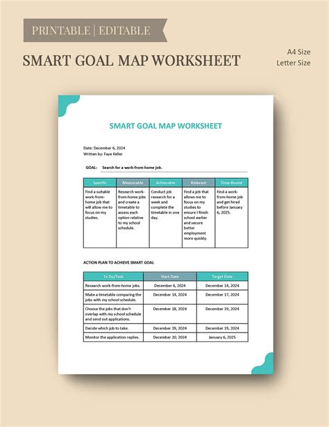 Smart Goal Setting Worksheet Template Google Docs, Google Slides