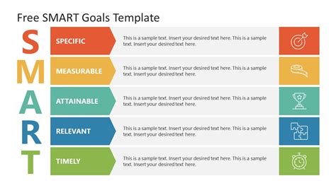 Smart Goals PowerPoint Template Free Slide With MultiColor 3D Steps