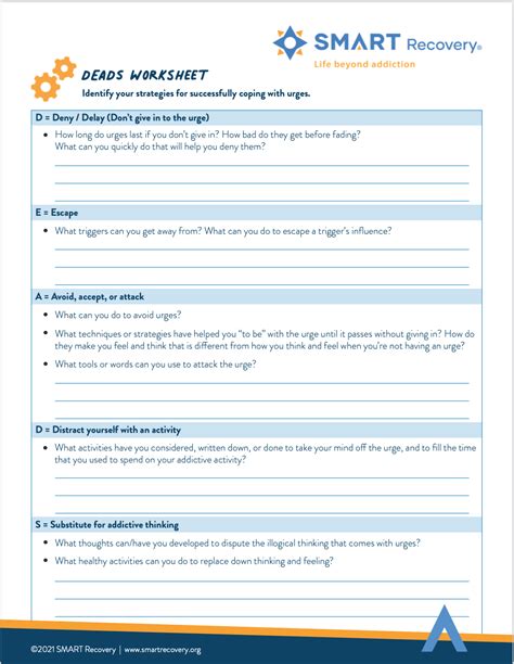 Smart Recovery Worksheets & Example Free PDF Download