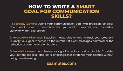 Smart goals for communication examples.  When these goals are written c...