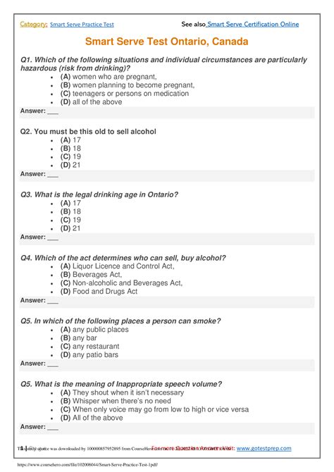 Smart serve ontario test answers 2011. - Study guide questions and answer social 9th standard by siddhartha.
