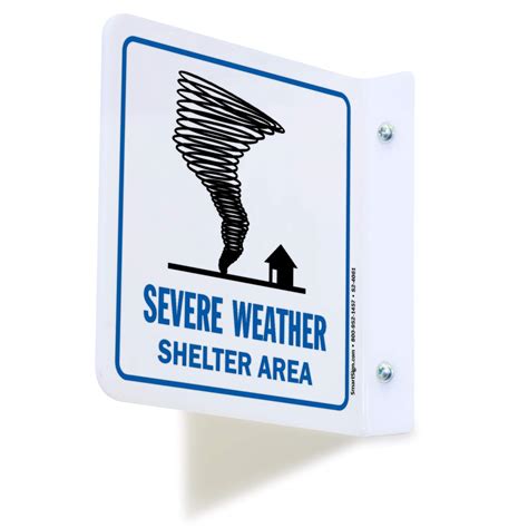 SmartSign "Severe Weather Shelter Area" Projecting Sign, Polished …