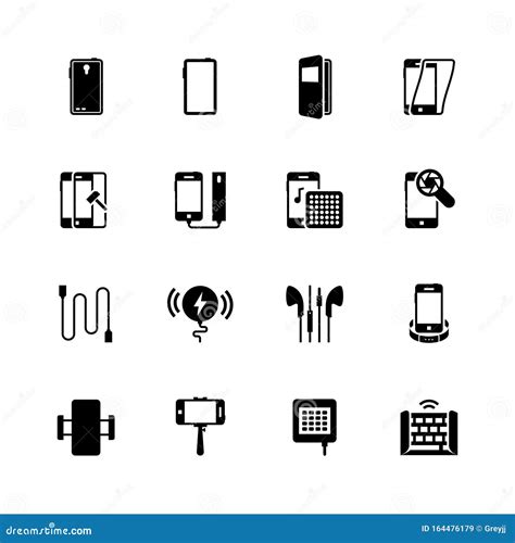 Smartphone Icons In Pastel Glyph Style For Graphic Design And User Interfaces