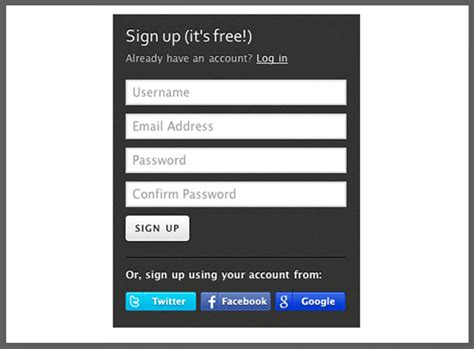 Smashing Web Arts 15 Web Form Design Patterns Signup form designs Part2