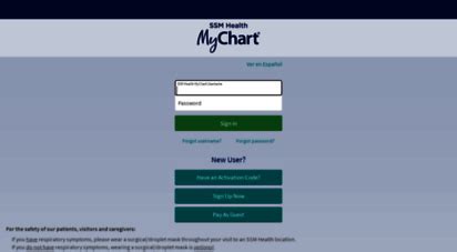 SSM Health MyChart - login recovery page. Rec