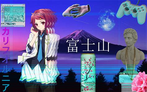 Smile For The Camera - Vaporwave Glitchy Anime Girl Premium T …