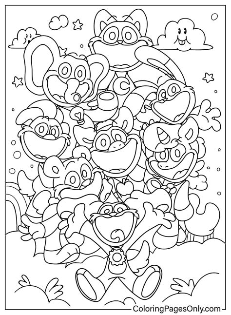Smiley Critters Coloring Page
