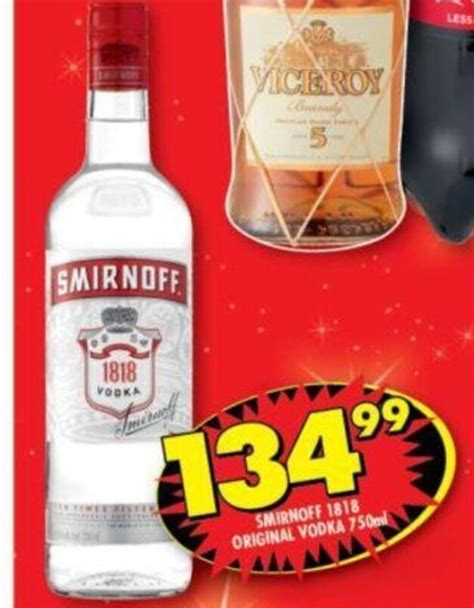 Smirnoff 1818 Original Vodka 750ml offer at Shoprite Liquor