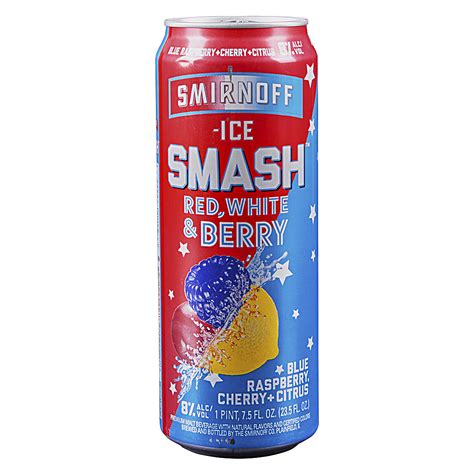 Smirnoff smash. The alcohol content of Smirnoff Ice Red is approximately 5.5 percent alcohol by volume and the alcohol content of Smirnoff Ice Black is approximately 7 percent ABV. Smirnoff Ice Re... 