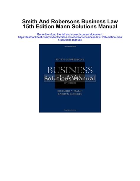 Smith And Roberson39s Business Law 15th Edition Study Guide