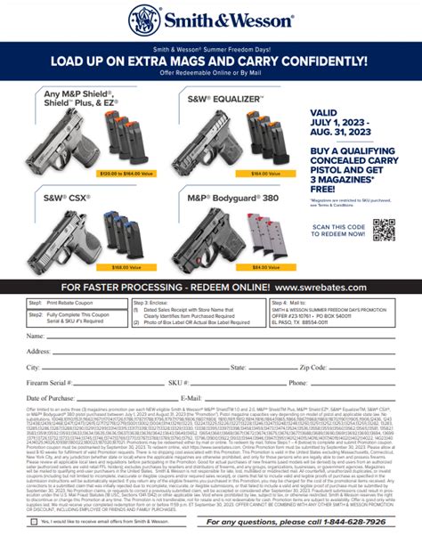 Smith and Wesson Rebate Form Printable Rebate Form