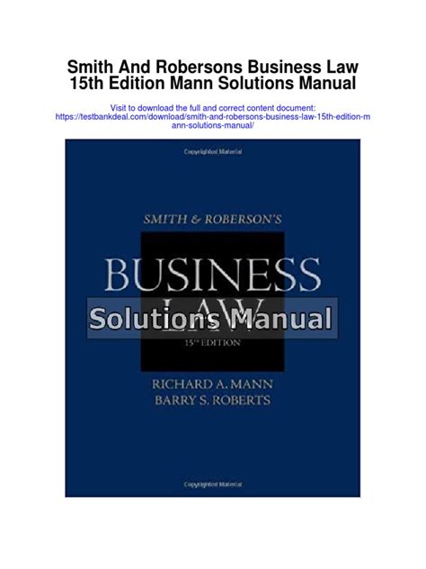 Smith and roberson39s business law 15th edition problem answers. - Alem, informe sobre la frustración argentina..