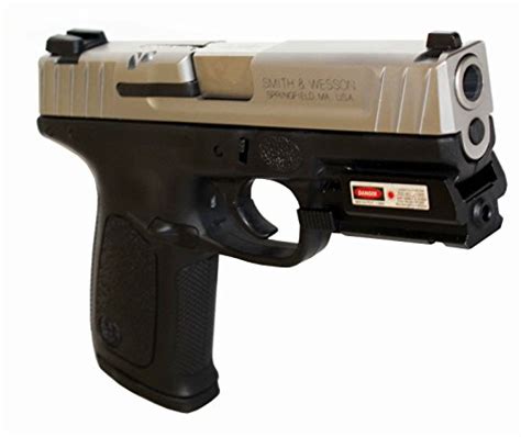 Smith and wesson sd9ve laser. length 7.2 in. height 5.5 in. weight 23.1 oz. CALIBER 40 S&W. SIZE COMPACT. CAPACITY 10. ACTION STRIKER FIRED. BARREL LENGTH 4. GRIP POLYMER. 