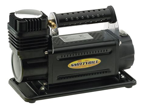 Jan 21, 2024 · Smittybilt 5.65 CFM Air Compressor. For the added convenience of being able to air-up or air-down your tires to accommodate various types of terrain, a Smittybilt Air Compressor is the most powerful compression unit in its class with a 1/3 horsepower oil-less direct drive motor and a 30 amp inline fuse.. 