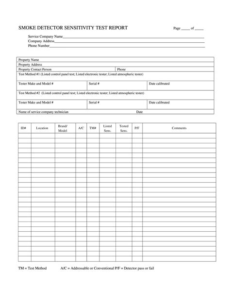 Smoke Detector Sensitivity Test Report Fill and Sign Printable Template Online US Legal Forms