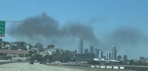Smoke from encampment fire visible on Highway 280 in San Francisco