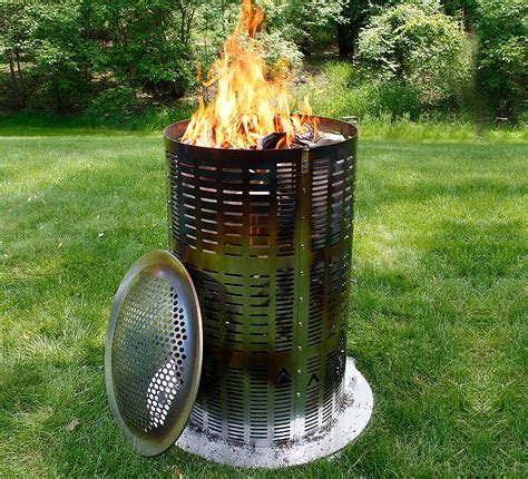 Smokeless burn barrel for sale. DOITOOL 1 Set Incinerator Can Stainless Steel Burn Barrel Household Burning Paper Bucket with Hooks Barrel Fire Pit Burn Cage for Paper Leaf Yard Waste Trash 9. 04X9. 04X7. 47inch 3.1 out of 5 stars 26 