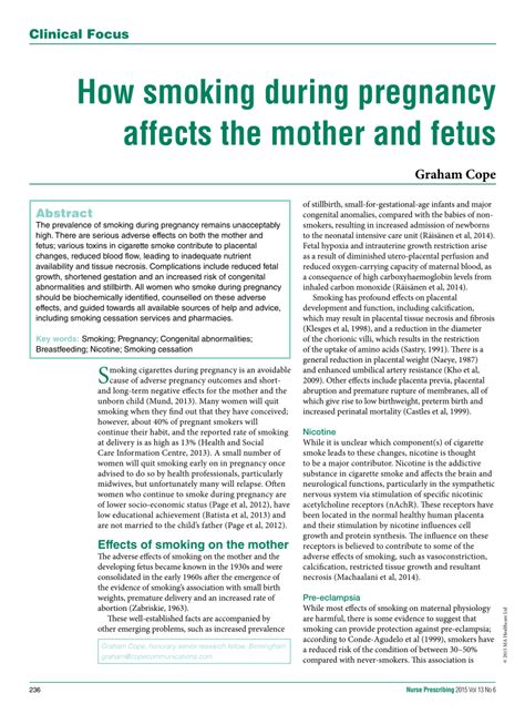 Smoking in pregnancy: effects on mother and fetus - PubMed