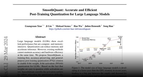 Smoothquant paper.  However, existing methods cannot maintain accuracy and hardware effi...