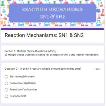 Sn1 reaction quiz.  Quiz#: 2514 Bec The SN1 reaction is a substitution rea...