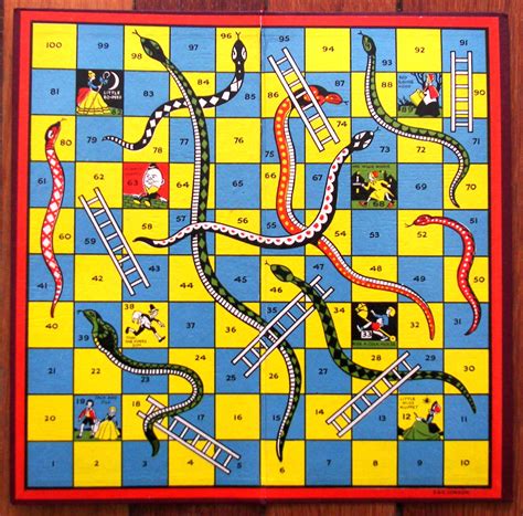 Snakes and ladders is an ancient Indian board game that’s regarded today as a worldwide classic. It requires two or more players and takes place on a board with numbered, gridded squares. Throughout the board, there are snakes and ladders which connect different squares. Players roll a die and navigate the board..