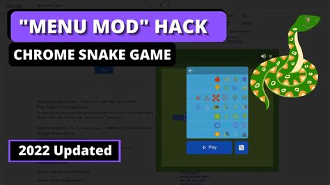 1. Google Snake Menu Mod - Google snake menu mod adds a menu to the game with a variety of options, including the ability to change the game speed, enable/disable power-ups, and choose from a variety of different game modes. It allows you to control the snake using your mouse cursor, and it also adds some new features, such as the ability to .... 