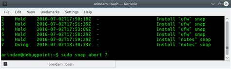 Snap cannot abort change with nothing pending.  It complains about a change in pro...