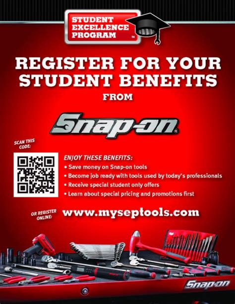 Snap on student. The Snap-On Student Excellence Program offers students the opportunity to purchase professional quality Snap-on tools at a significant … 