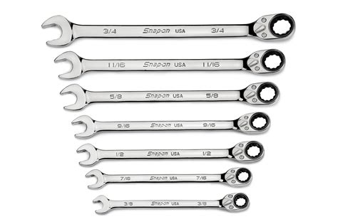 Snap-on 7pc Sae Flank Drive Plus Reversible Ratcheting …