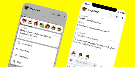 Snapchat bitmoji reactions meanings. Next, select the chat or conversation you want to open and use Bitmoji reactions. Then long press on the message you want to react to. Now, just tap on the most suitable Bitmoji for your reply, and it will appear just below the message in the chat. It’s that easy to react to messages on Snapchat. You can choose from seven Bitmoji reactions ... 