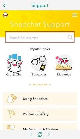 Snapchat support