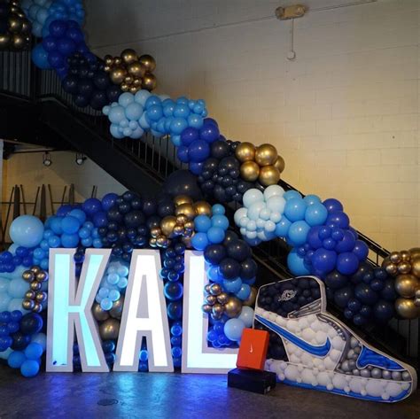 Sneaker ball themes. Sneaker ball. Delightful Paints sneaker ball garland. Baby Birthday Games. Boy Birthday Party Themes. Ball Birthday Parties. 13th Birthday. Bday Party. Birthday Ideas. School Dance Decorations. Gala Decorations. ... The coolest sneaker & graffiti themed Bar Mitzvah I've ever seen. Weddings are great. 