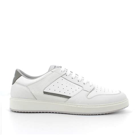 Sneakers in pelle P01 bianca con dettagli grigi