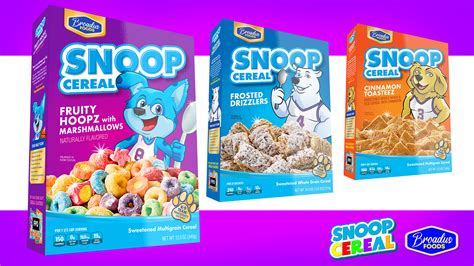 Snoop dog cereal. Founded by Calvin Broadus (aka Snoop Dogg), Broadus Foods already boasts a range of Mama Snoop’s breakfast products, including cereal, oatmeal, grits, pancake mix and syrup, and supports ... 