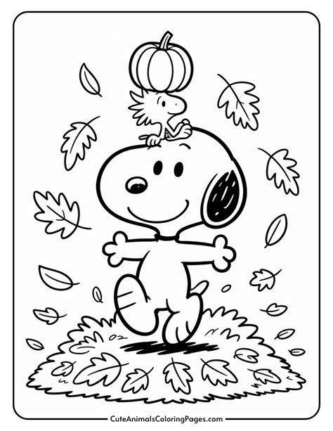 Snoopy Fall Coloring Pages